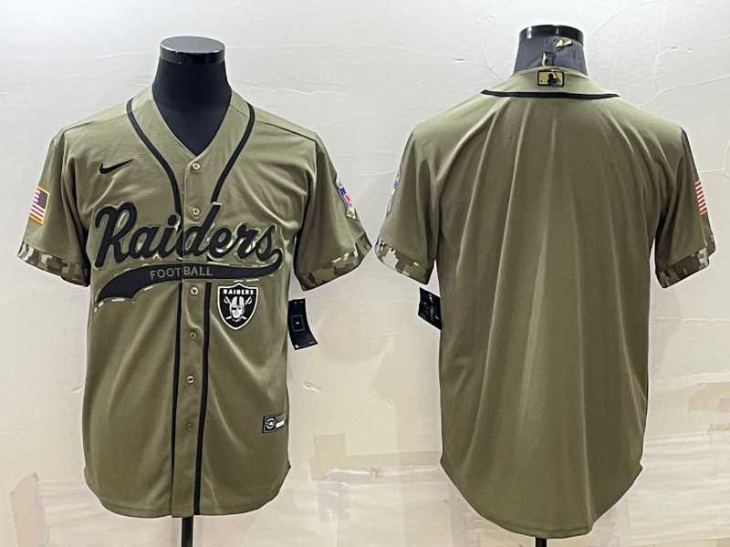 Men%27s Las Vegas Raiders Blank Olive Salute to Service Cool Base Stitched Baseball Jersey->las vegas raiders->NFL Jersey
